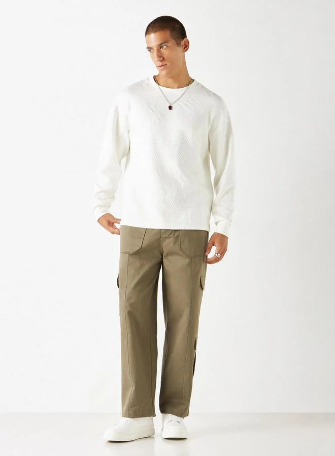 Iconic Iconic Solid Relaxed Fit Pants with Pockets