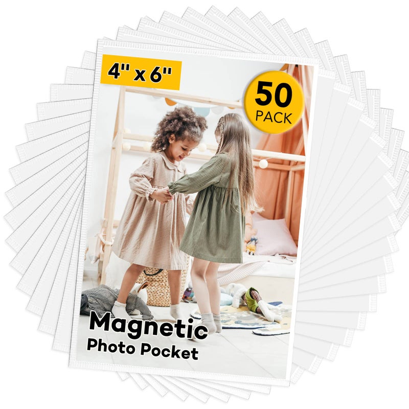 yixangdd 50 PCS إطارات صور مغناطيسية للثلاجة 4x6inch-magnetic إطارات الصور البيضاء