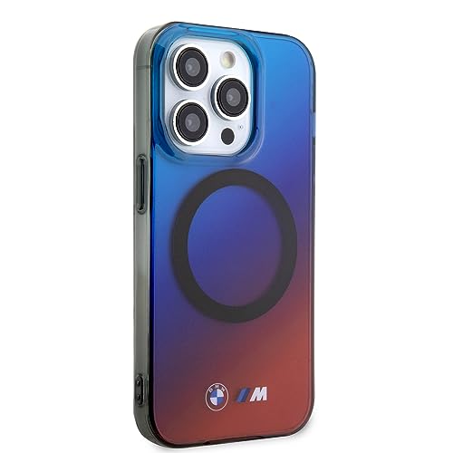 CG MOBILE غطاء هاتف BMW من CG MOBILE [مرخص رسميًا] مجموعة M متوافق مع Mag-Safe مع شعار مطبوع | غطاء حماية متدرج مصمم لهاتف iPhone 15 Pro (6.1 بوصة) 2023 - أزرق/أحمر - Image 4