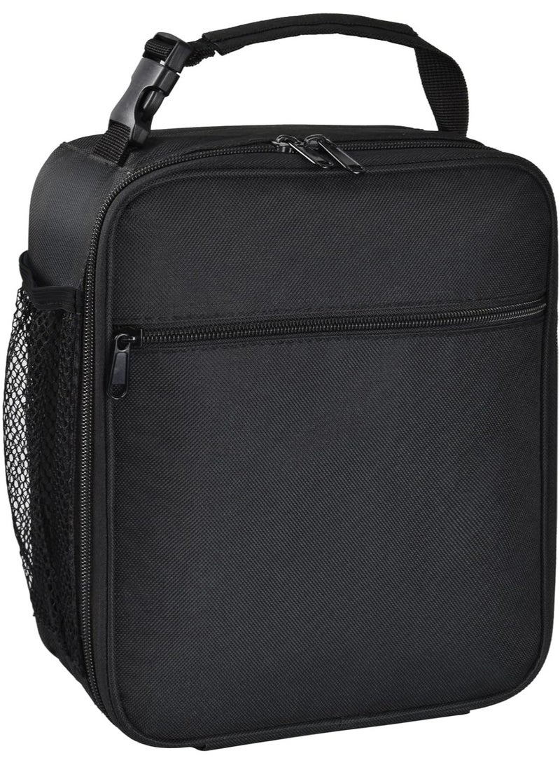 صندوق الغداء للرجال والنساء، حقيبة غداء معزولة، حقيبة غداء صغيرة للبالغين لنزهة العمل المكتبي - صندوق الغداء المحمول القابل لإعادة الاستخدام، أسود - Image 1