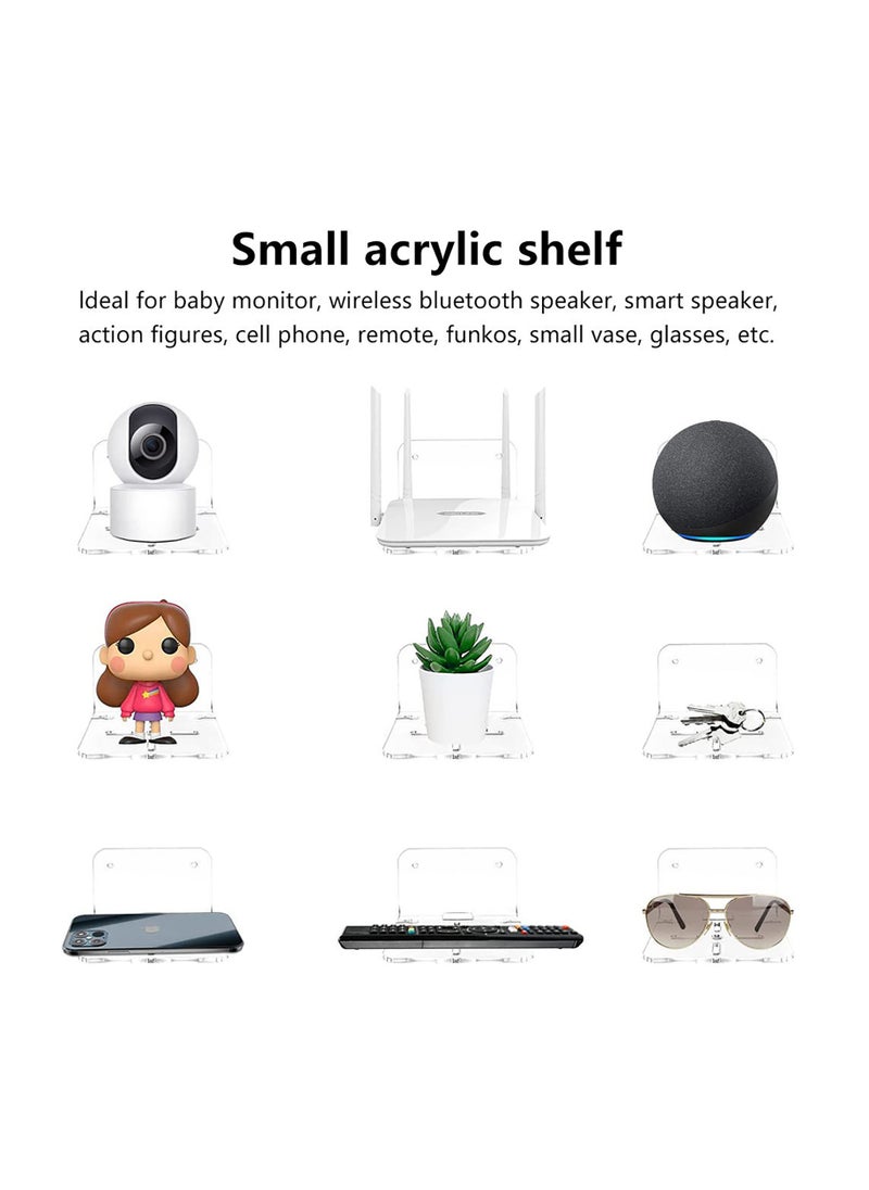 Generic - Acrylic Small Wall Shelf Set of 3 Wall Mount Holder with 2 Types of Installation for Security Cameras Baby Monitors Speakers Easy to Install No Drill - Image 1