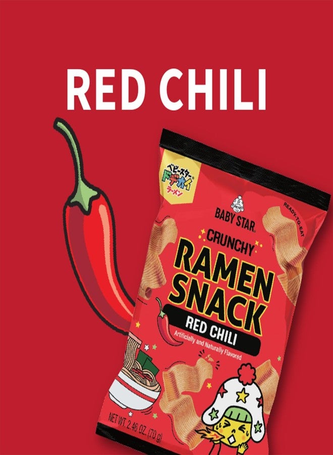 Baby Star Crunchy Ramen Snack Wide - Red Chili 2.46oz (6 Pack) - Image 3
