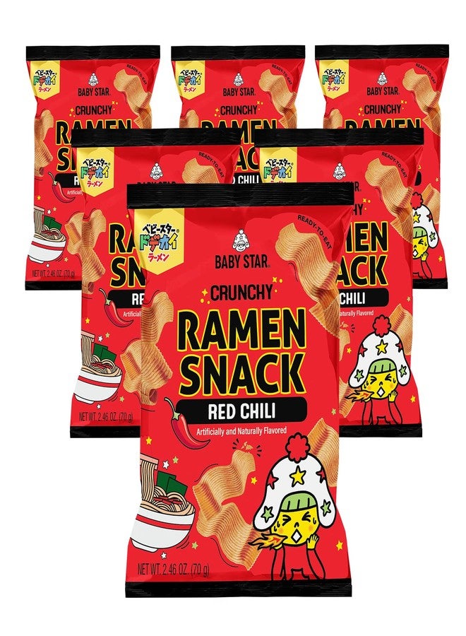 Baby Star Crunchy Ramen Snack Wide - Red Chili 2.46oz (6 Pack) - Image 1