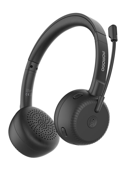 Office Wireless Headset with Crystal Clear Microphone and Mute Button / Comfortable Wear /Long Working Hours/ Perfect for Conference Calls Work and Media /Bluetooth Headset with Mic - Black