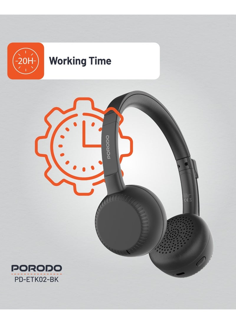Office Wireless Headset with Crystal Clear Microphone and Mute Button / Comfortable Wear /Long Working Hours/ Perfect for Conference Calls Work and Media /Bluetooth Headset with Mic - Black