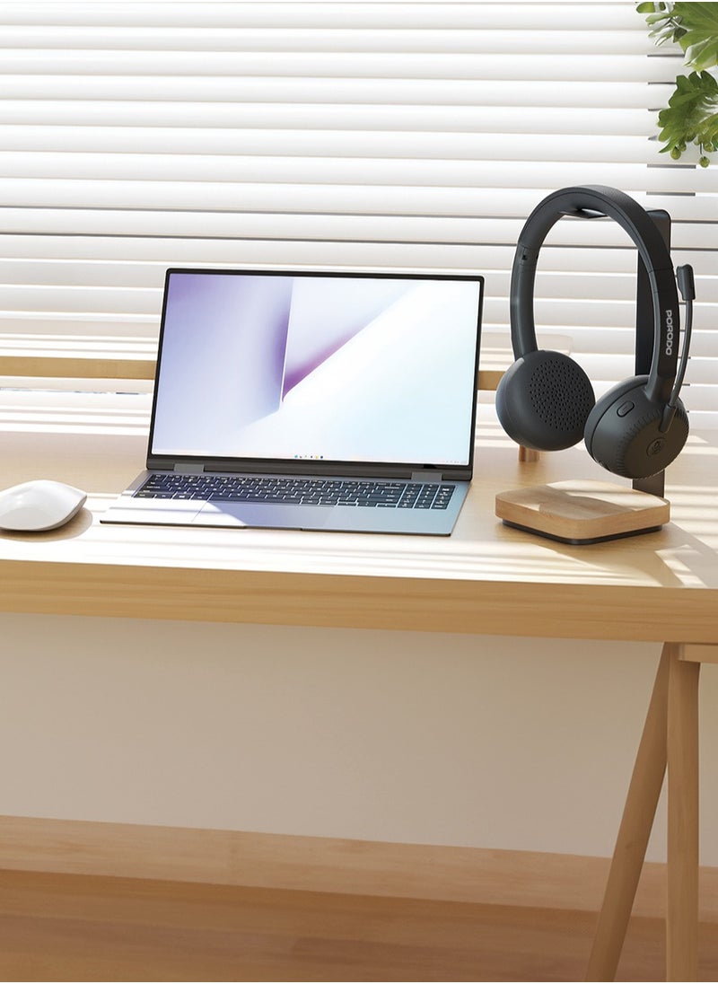 Office Wireless Headset with Crystal Clear Microphone and Mute Button / Comfortable Wear /Long Working Hours/ Perfect for Conference Calls Work and Media /Bluetooth Headset with Mic - Black