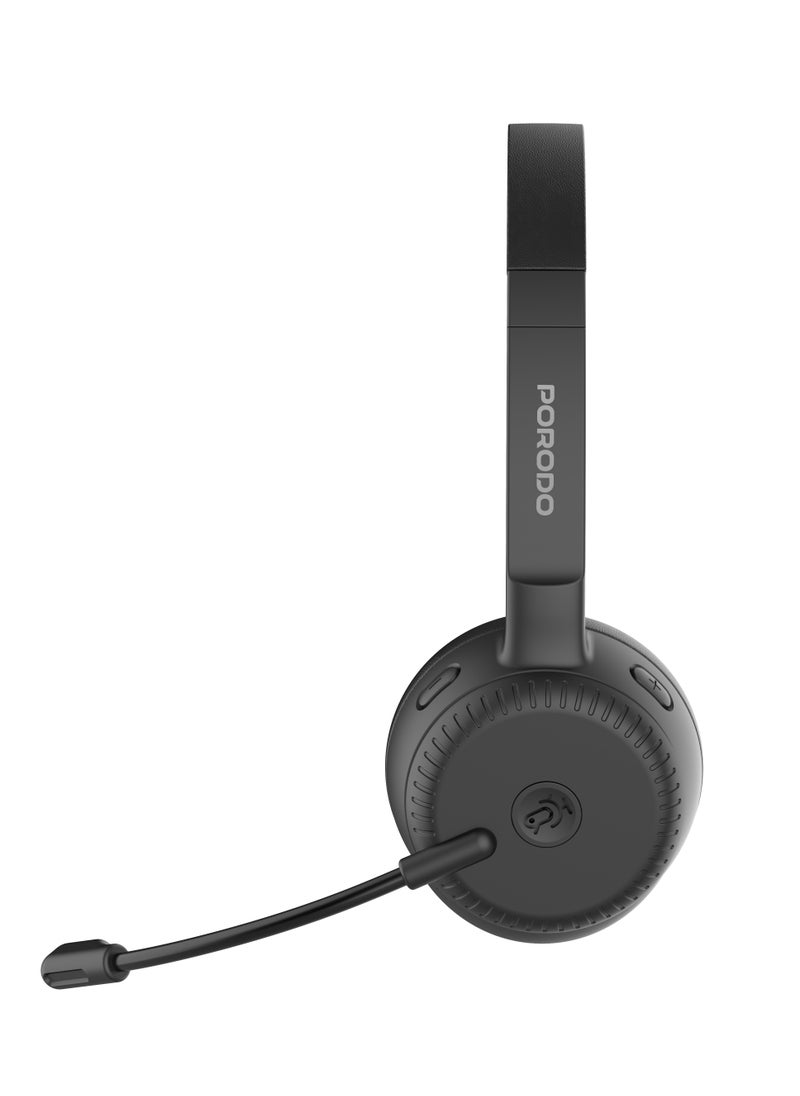 Office Wireless Headset with Crystal Clear Microphone and Mute Button / Comfortable Wear /Long Working Hours/ Perfect for Conference Calls Work and Media /Bluetooth Headset with Mic - Black