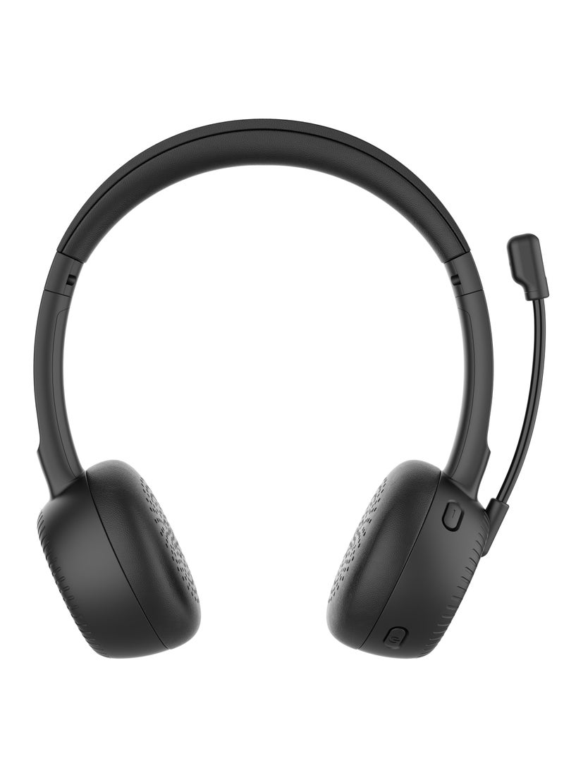 Office Wireless Headset with Crystal Clear Microphone and Mute Button / Comfortable Wear /Long Working Hours/ Perfect for Conference Calls Work and Media /Bluetooth Headset with Mic - Black