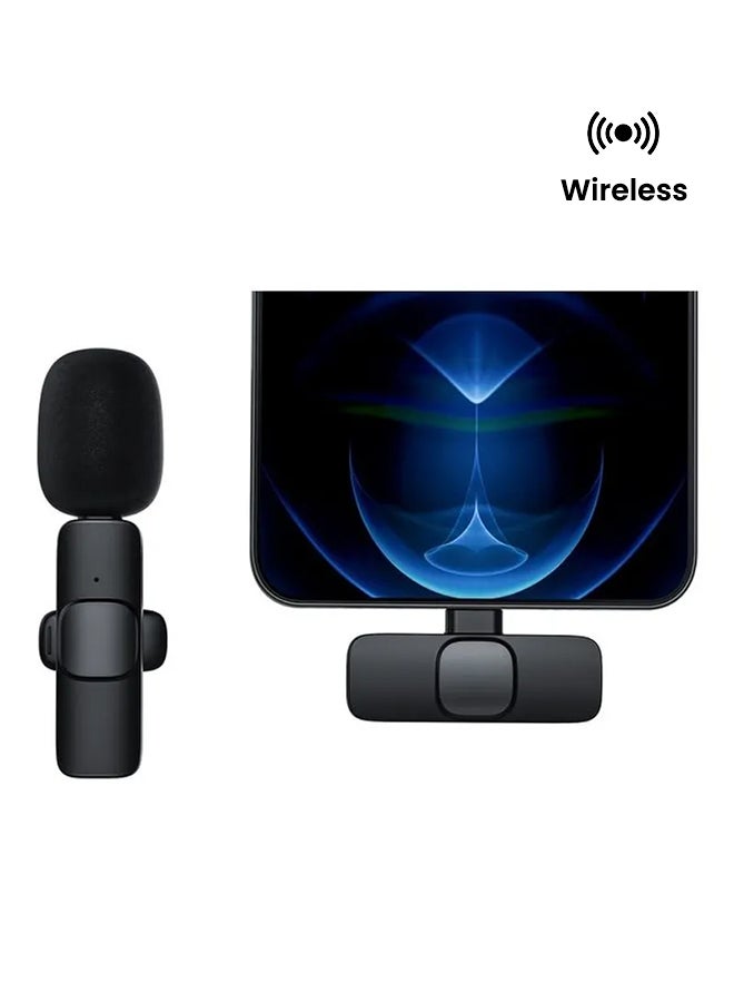 ACHAS Wireless Lavalier Microphone, Plug-Play, No App Needed, Suitable for Lightning and Type C Interface Mobile Phones Black - Image 1