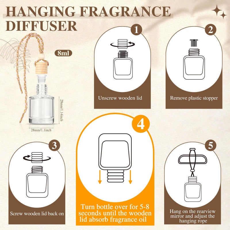 AROIC 4 Pack Car Air Freshener, Wooden Lid Essential Oil Car Diffuser, Natural Long Lasting Scent for Auto Interior, Mothers Day Gifts for Mom/Women (Mahogany/Lavender/Ocean/Vanilla Cream) - Image 4
