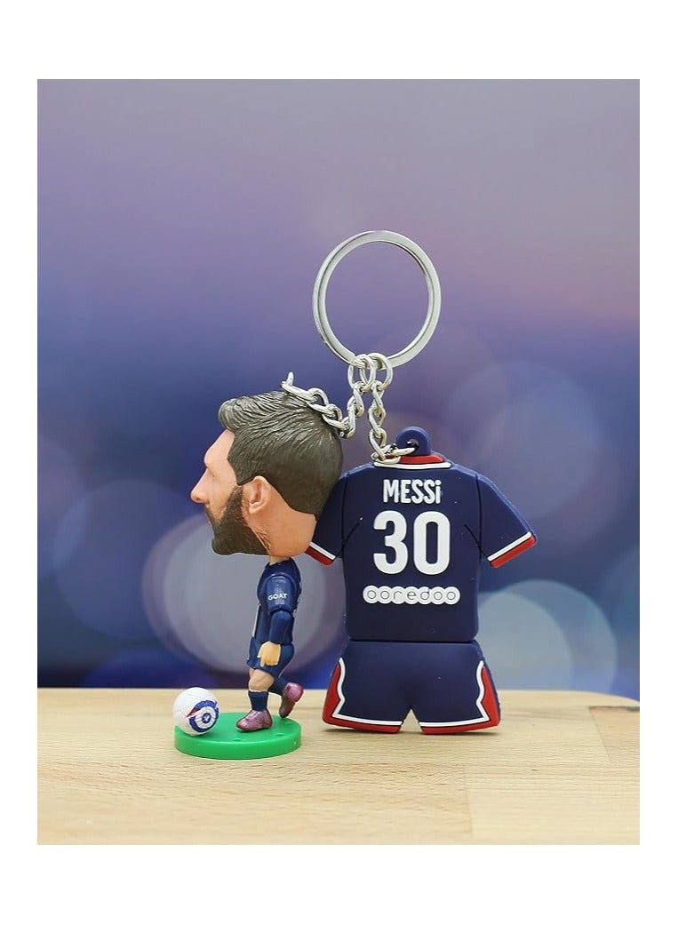 Generic Football Super hero Bobble Head for car dashboard or desk and Football Stars jersey keychain (Messi Bobblehead + Keychain) - Image 5