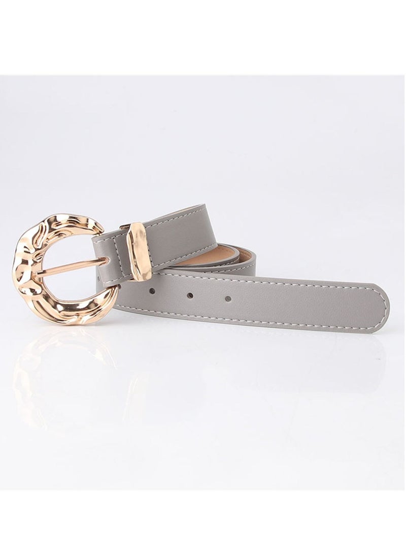 Fashion Personality Student Decoration Trend Women Metal Buckle Belt 106cm Grey