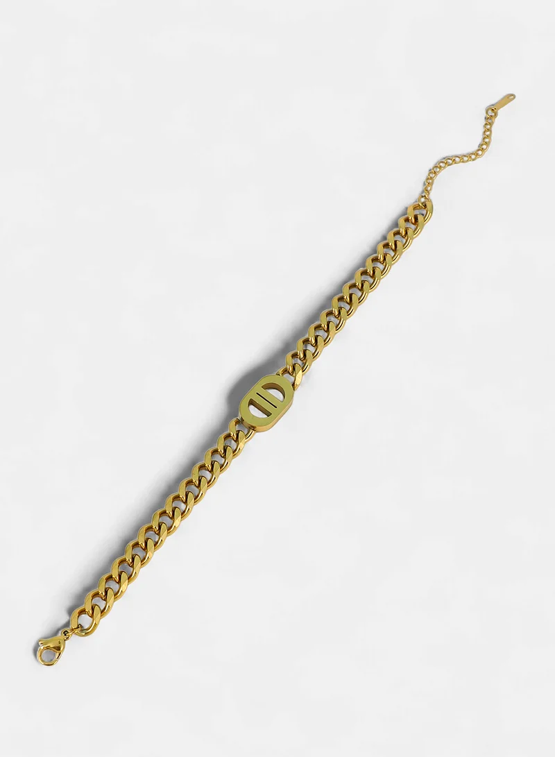 SOHI SOHI Women The Curved-Link Chain Bracelet | California  Colour | One-Size | Metallic Alloy Material | Lobster Clasp Closure | Bracelet For Casual & Evening Wear