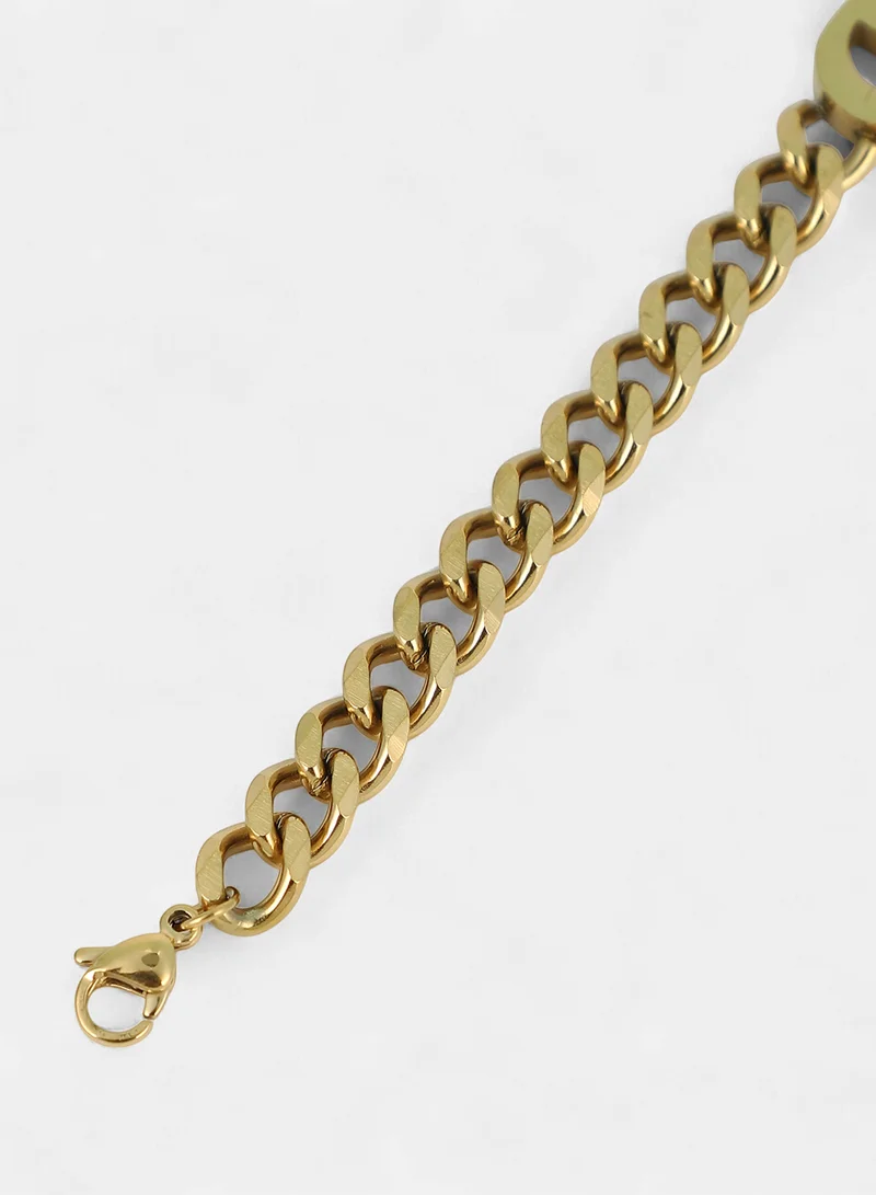 SOHI SOHI Women The Curved-Link Chain Bracelet | California  Colour | One-Size | Metallic Alloy Material | Lobster Clasp Closure | Bracelet For Casual & Evening Wear