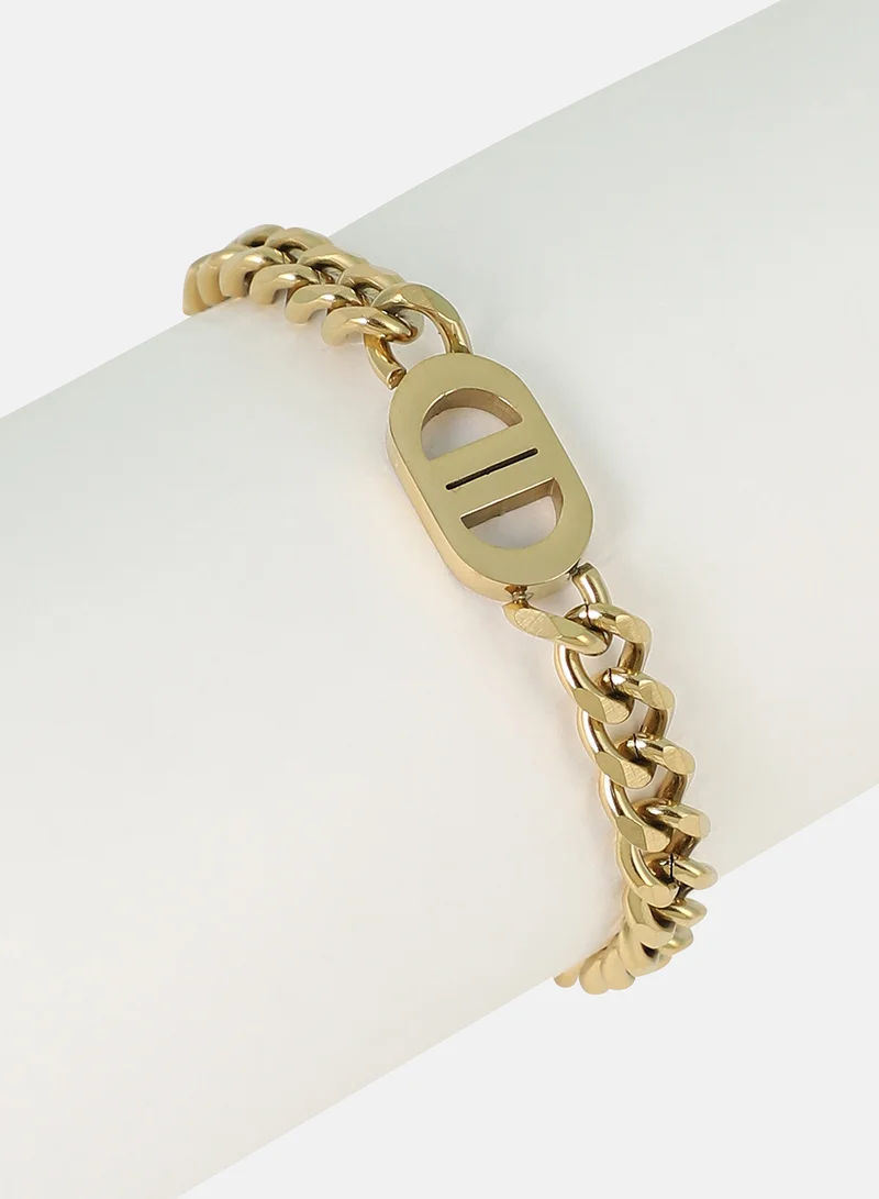 SOHI SOHI Women The Curved-Link Chain Bracelet | California  Colour | One-Size | Metallic Alloy Material | Lobster Clasp Closure | Bracelet For Casual & Evening Wear