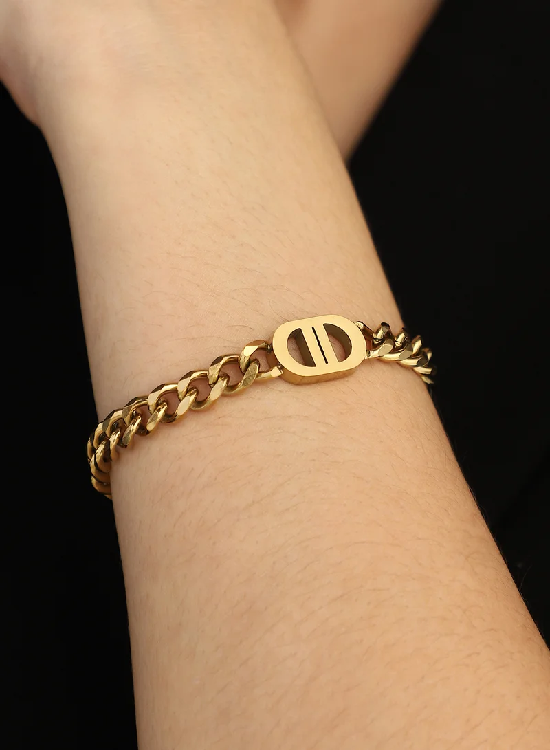 SOHI SOHI Women The Curved-Link Chain Bracelet | California  Colour | One-Size | Metallic Alloy Material | Lobster Clasp Closure | Bracelet For Casual & Evening Wear