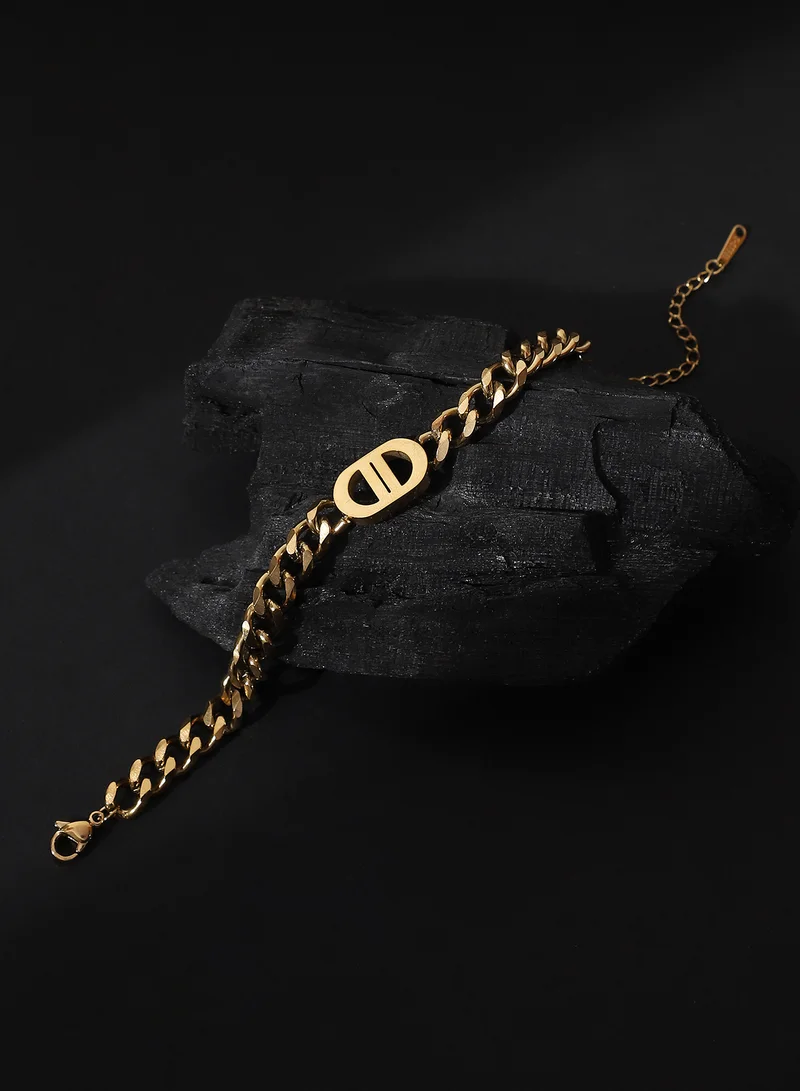 SOHI SOHI Women The Curved-Link Chain Bracelet | California  Colour | One-Size | Metallic Alloy Material | Lobster Clasp Closure | Bracelet For Casual & Evening Wear