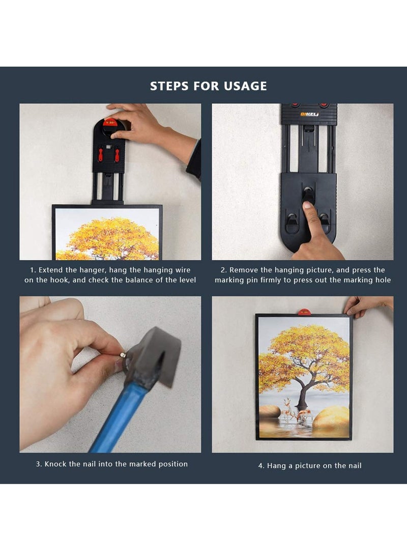Excefore - Picture Hanging Tool, Wall Hanging Kit with Picture Hanging Tool, Photo Frame Hangers Hanging Tool Picture Hanging Tool Kit, Frame Wall Locator with Level Straight-Up Heavy Picture Hanging Kit - Image 1