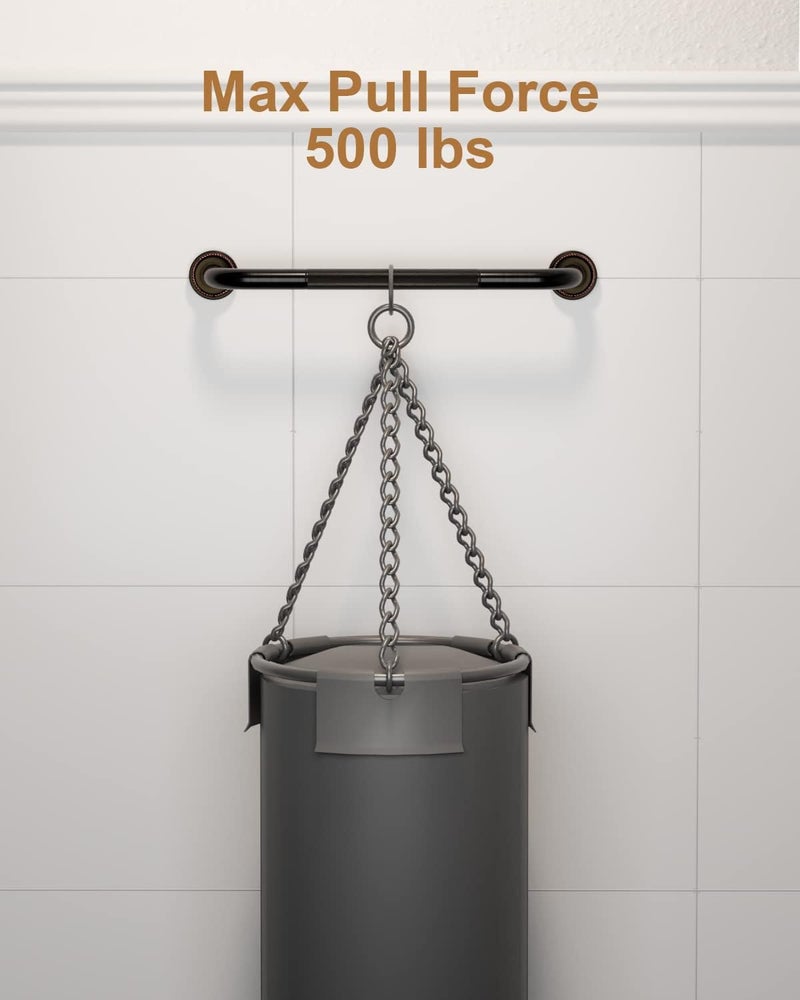 Munzong 2 قطعة قضيب استحمام برونزي مقاس 20 بوصة أسود غير لامع، قضيب حمام نحاسي عتيق من مونزونغ بمقبض مخرز مضاد للانزلاق، قضيب توازن الحمام، درابزين أمان، مقبض مساعدة للإصابات وكبار السن - Image 5