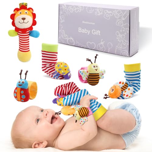 BLOOBLOOMAX Wrist Rattles Foot Finder Rattle Toy for 0-6 Months Baby, Feet Leg Ankle Socks Arm Hand Bracelet Shaker for 6-12 Months Infant boy & Girl, Gift Set for 0-3 Years Newborn Babies (5 pcs-F) - Image 2