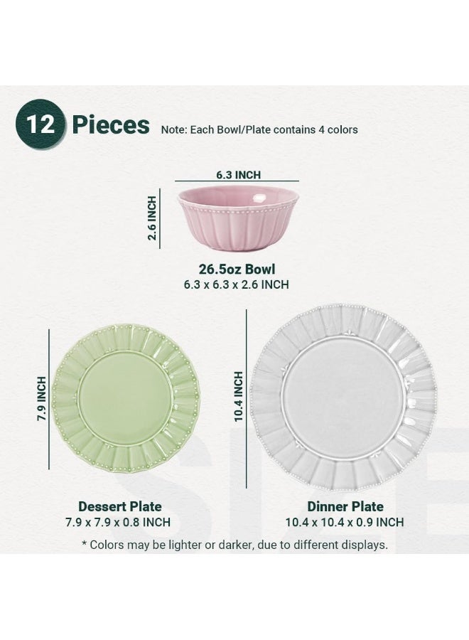 HOMBENE DINNERWARE NOT ONLY FOR DINNER Dinnerware set Kitchen Plates and Bowls Sets for 4 Porcelain dish set for party House gift Microwavable safe Mixed Colors - Image 2