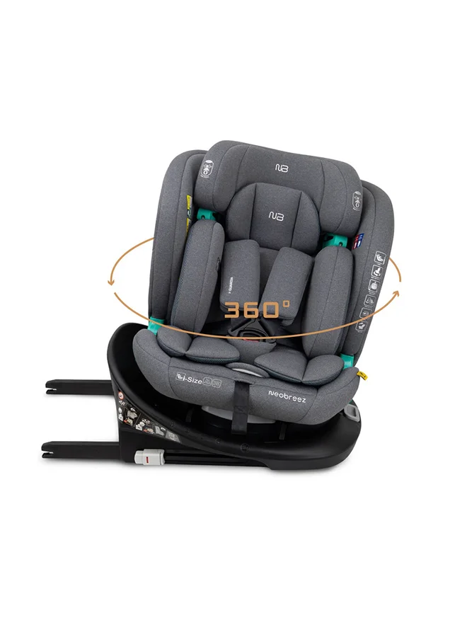 neobreez i-GUARDIA 360° ISOFIX i-Size Baby Car Seat, All-in-1 Convertible Kids Toddler Seat, ECER129, Recline& Adjustable, Side Impact Protection, Memory Foam 0-12Yrs, 0-36Kg, Group 0 +/1/2/5, 5-Point Harness