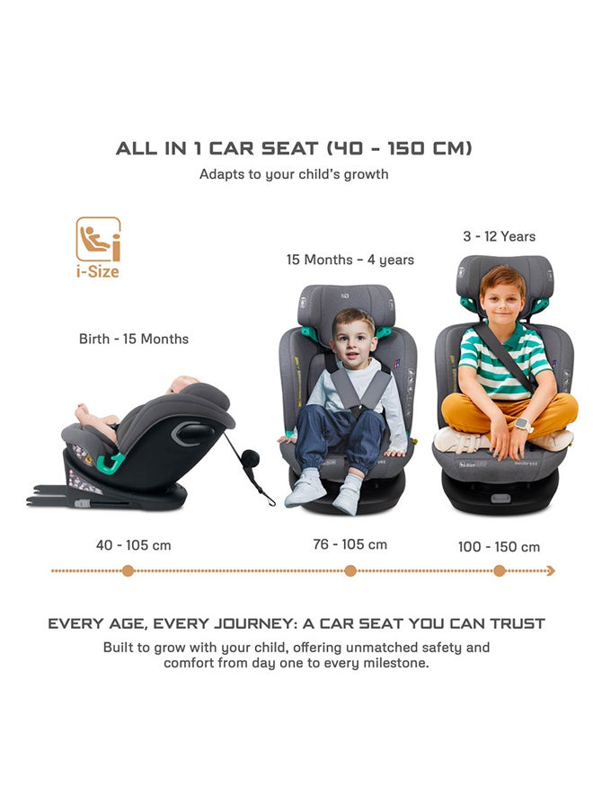 I-Gaurdia Swivel 360° Rotatable Convertible Baby Infant Toddler Car Seat, I-Size Ecer129, Isofix, Recline & Adjustable, Side Impact Protection, Memory Foam 0-12Yrs (40-150Cm/0-36Kg), Group 0+/1/2/5