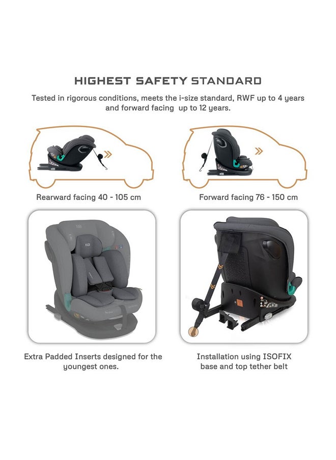I-Gaurdia Swivel 360° Rotatable Convertible Baby Infant Toddler Car Seat, I-Size Ecer129, Isofix, Recline & Adjustable, Side Impact Protection, Memory Foam 0-12Yrs (40-150Cm/0-36Kg), Group 0+/1/2/5