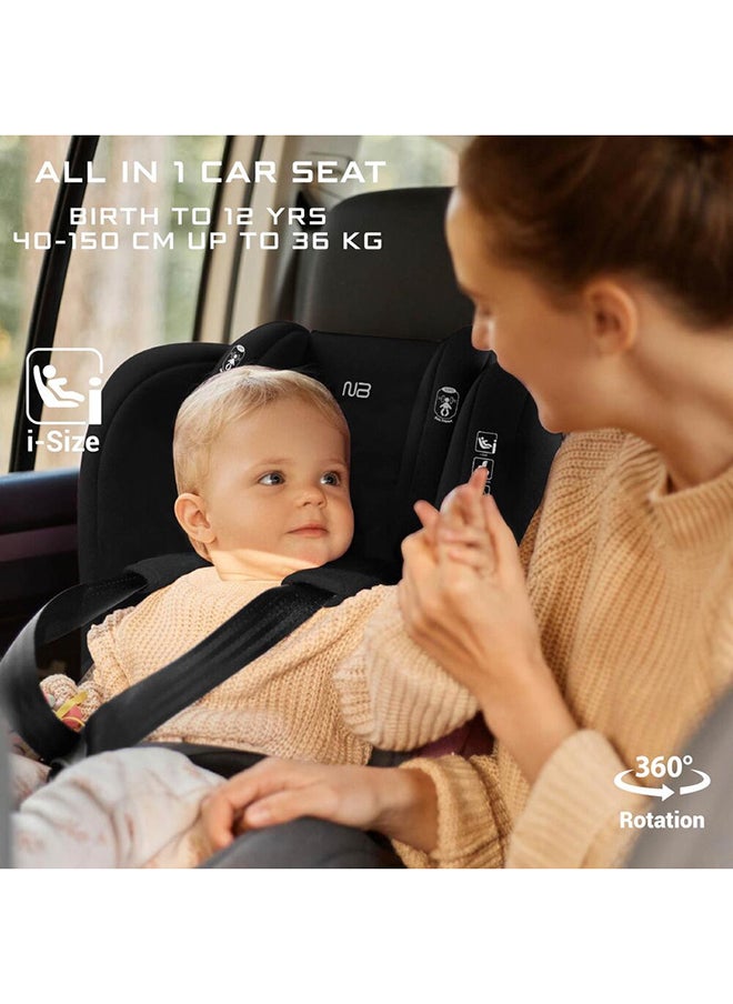 I-Gaurdia Swivel 360° Rotatable Convertible Baby Infant Toddler Car Seat, I-Size Ecer129, Isofix, Recline & Adjustable, Side Impact Protection, Memory Foam 0-12Yrs (40-150Cm/0-36Kg), Group 0+/1/2/5