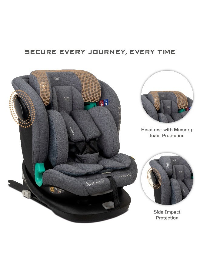 نيوبريز مقعد سيارة للأطفال -  درجة  -، مقعد تحويلي شامل للأطفال والرضع، معتمد ، قابل للإمالة والتعديل، حماية من الاصطدام الجانبي، إسفنج ميموري فوم، من - سنة، - كجم، مجموعات +، حزام خماسي النقاط - Image 2