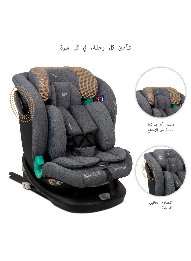 نيوبريز مقعد سيارة للأطفال -  درجة  -، مقعد تحويلي شامل للأطفال والرضع، معتمد ، قابل للإمالة والتعديل، حماية من الاصطدام الجانبي، إسفنج ميموري فوم، من - سنة، - كجم، مجموعات +، حزام خماسي النقاط