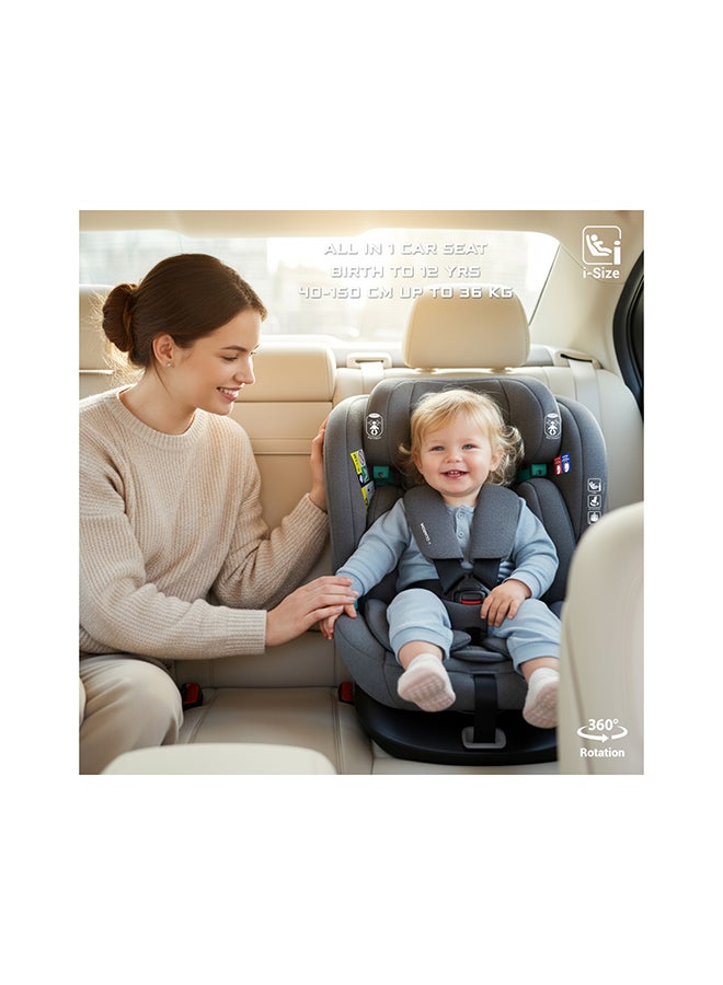 neobreez i-GUARDIA 360° ISOFIX i-Size Baby Car Seat, All-in-1 Convertible Kids Toddler Seat, ECER129, Recline& Adjustable, Side Impact Protection, Memory Foam 0-12Yrs, 0-36Kg, Group 0 +/1/2/5, 5-Point Harness - Image 5