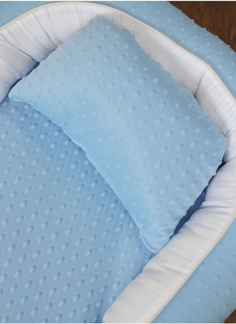 BABYCARA - Baby Net Bed with Thick Mattress Mosquito Net with Zip Closure & Neck Pillow for New Born 0-4 Months Babies - Image 1