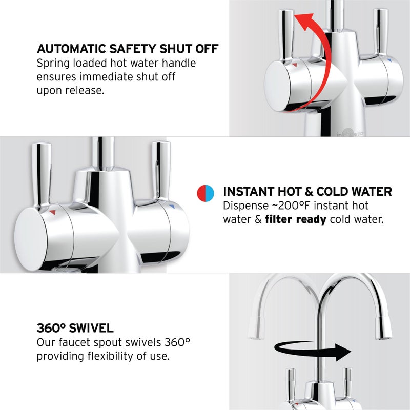 InSinkErator Stainless Steel Tank, HC250C-SS HOT250 System, 2-Handle Drinking Faucet in Chrome with 2/3-Gallon, Filter-Compatible Instant Hot/Cold Water Dispenser - Image 4