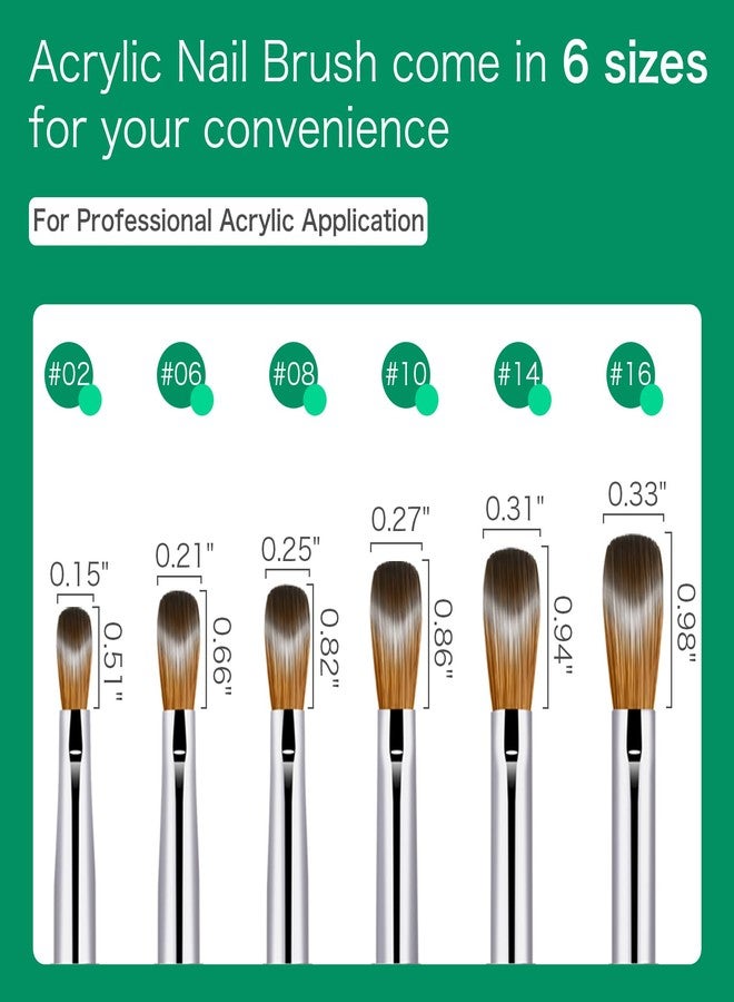 Shine Chance 6 Pcs Nail Brushes Set, Kolinsky Nail Art Brush, Art Design & Polish Mistake Cleaning Manicure Tools for Women - Acrylic Application (Sizes 2, 6, 8, 10, 14, 16) - Image 4