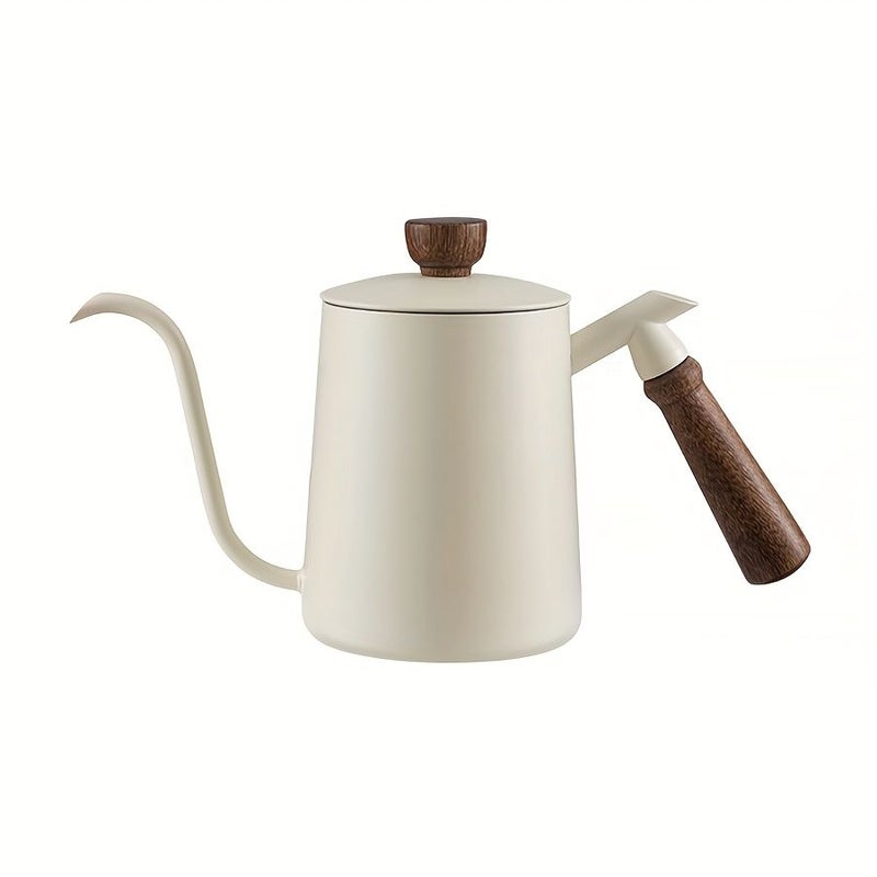 Black 20.29oz 304 Stainless Steel Goose Neck Pour Over Coffee Pot With Wood Handle - Image 5