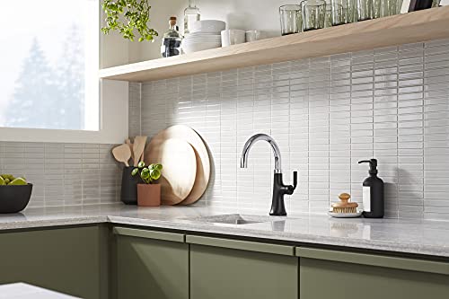 KOHLER 23767CBL Kitchen Tone Swing Spout Bar Faucet in Polished Chrome with Matte Black - Image 3