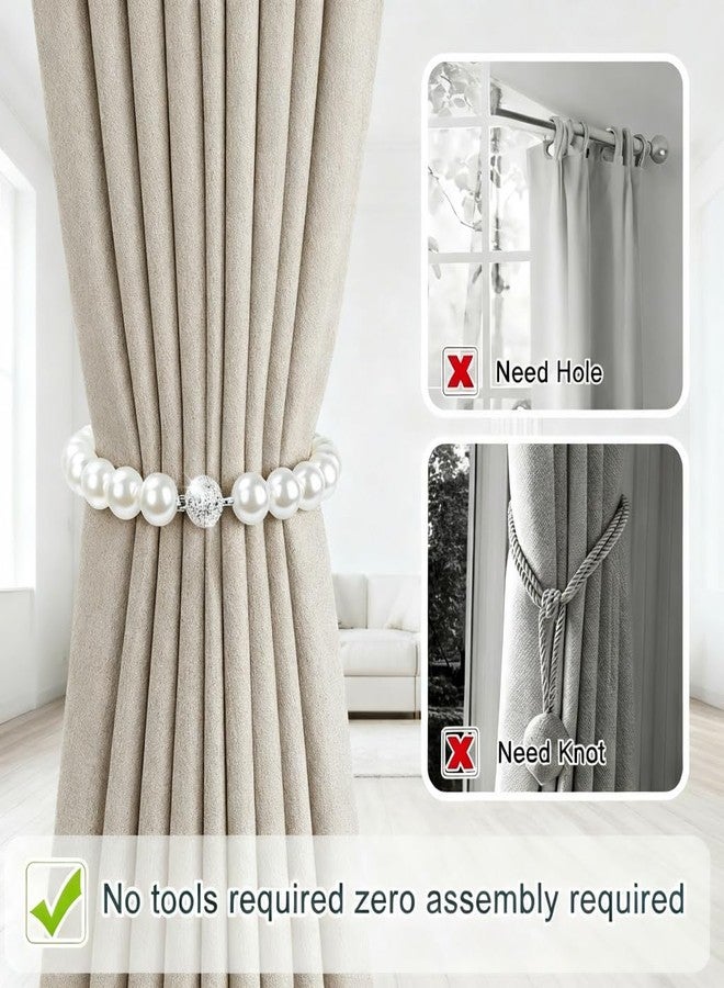 Intatikoo Magnetic Curtain Tiebacks, Curtain Holders for Bedroom Decor, 2 Pack Pearl Curtain Tiebacks for Home, Office, Window Decoration(White) - Image 4