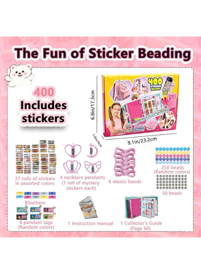 Sticker Jewelry Set,Kids Sticky Rolls Wearable Shared Sticker Jewelry Set,Includes 400 Reusable Mini Stickers, a Sticker Album;DIY Bracelet & Necklace Gift Set Suitable for Children Aged 5 and Above - Image 3
