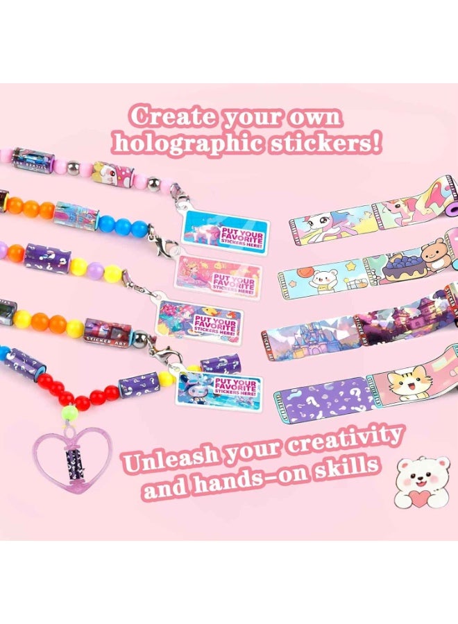 Sticker Jewelry Set,Kids Sticky Rolls Wearable Shared Sticker Jewelry Set,Includes 400 Reusable Mini Stickers, a Sticker Album;DIY Bracelet & Necklace Gift Set Suitable for Children Aged 5 and Above - Image 4