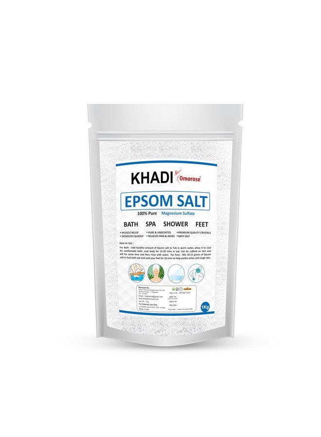 Khadi Omorose Epsom Bath Salt Crystal and Bath |1 Kg | For refreshing bath soak | Foot Spa | Relieves aches & pain - Image 2