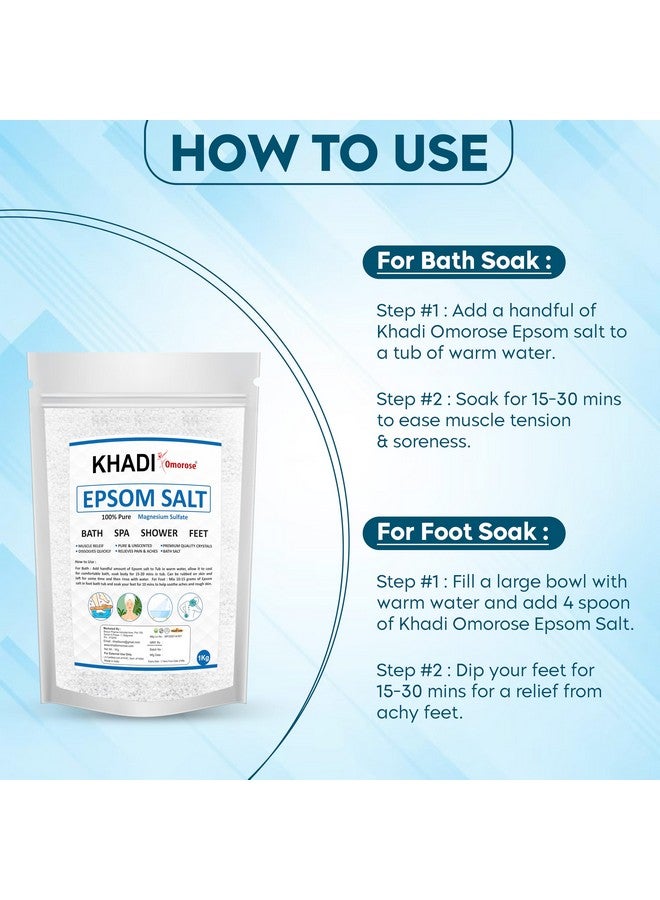 Khadi Omorose Epsom Bath Salt Crystal and Bath |1 Kg | For refreshing bath soak | Foot Spa | Relieves aches & pain - Image 4