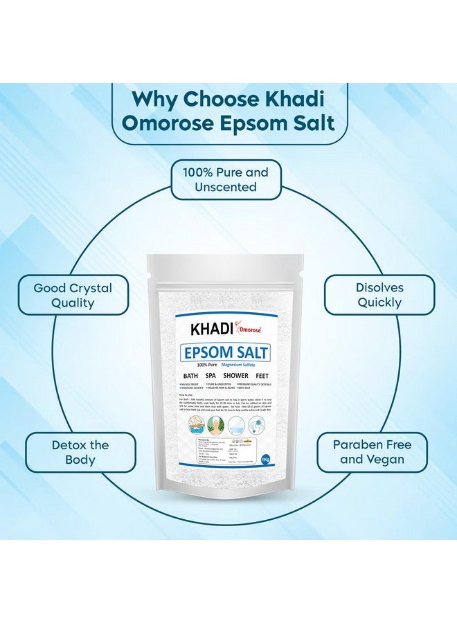 Khadi Omorose Epsom Bath Salt Crystal and Bath |1 Kg | For refreshing bath soak | Foot Spa | Relieves aches & pain - Image 5