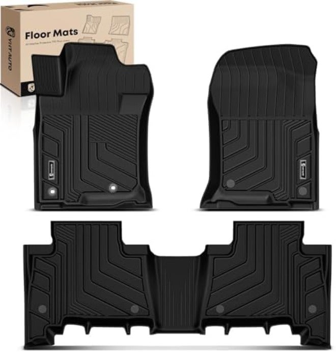 YHTAUTO Floor Mats Compatible with Lexus GX460 2010-2018, Toyota Land Cruiser Prado J150 2010-2020, All Weather TPE Car Mats, Custom Fit Black Front & Rear Full Set Floor Liner, Set of  4 - Image 3