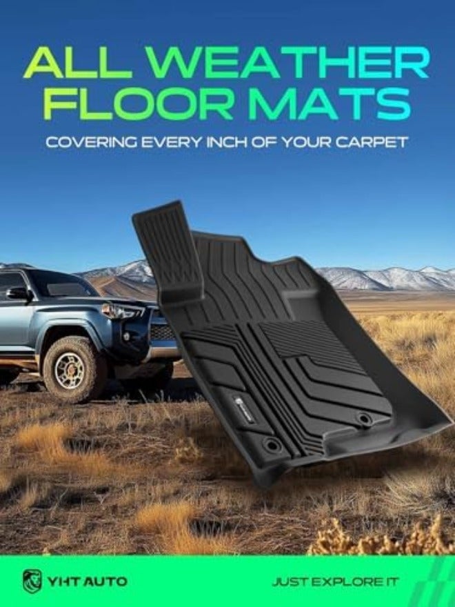 YHTAUTO Floor Mats Compatible with Lexus GX460 2010-2018, Toyota Land Cruiser Prado J150 2010-2020, All Weather TPE Car Mats, Custom Fit Black Front & Rear Full Set Floor Liner, Set of  4 - Image 4