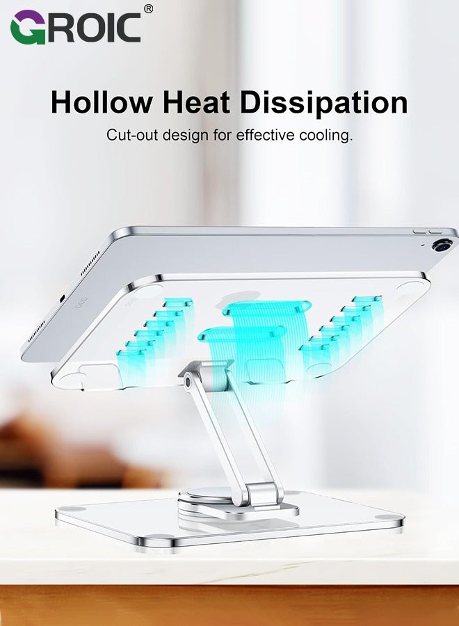 GROIC Clear Tablet Stand Holder with 360 Rotating Base, Foldable Adjustable Transparent Tablet Holder for Desk Home Office, Compatible with iPad Pro Air Mini and More  - Image 5