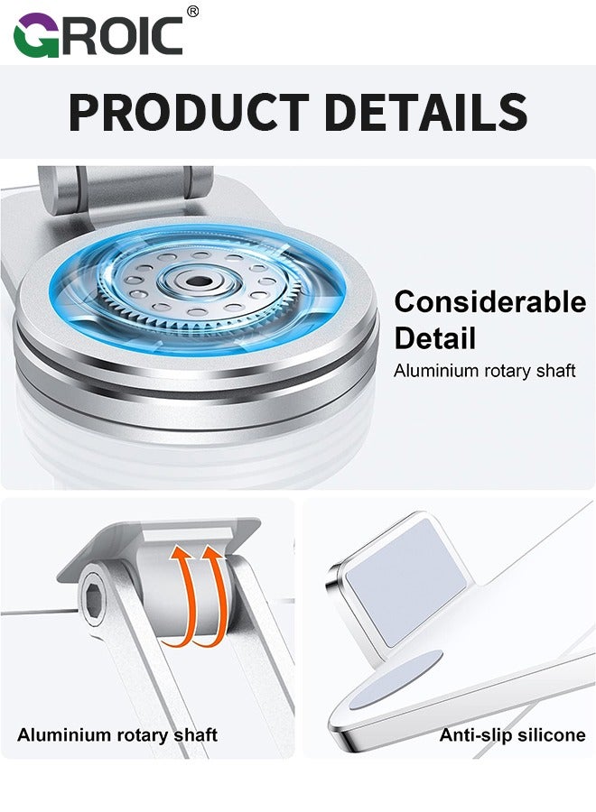 GROIC Clear Tablet Stand Holder with 360 Rotating Base, Foldable Adjustable Transparent Tablet Holder for Desk Home Office, Compatible with iPad Pro Air Mini and More  - Image 4