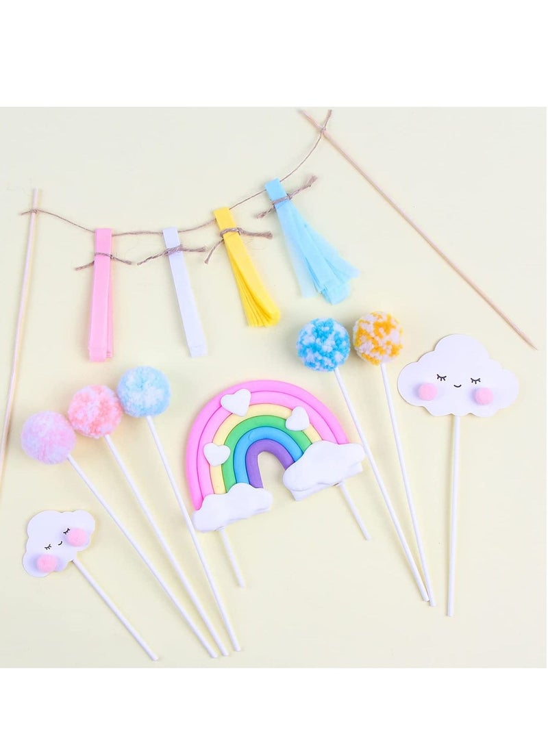 SYOSI توبير كعكة قوس قزح باستيل، توبير كعكة عيد الميلاد لديكور كعكة قوس قزح، توبير كعكة بالون سحابة النجمة لقوس قزح لعيد ميلاد الأطفال والبالغين وحفلات الزفاف وحفلات الاستحمام للأطباء وتوريدات الخبز - Image 5
