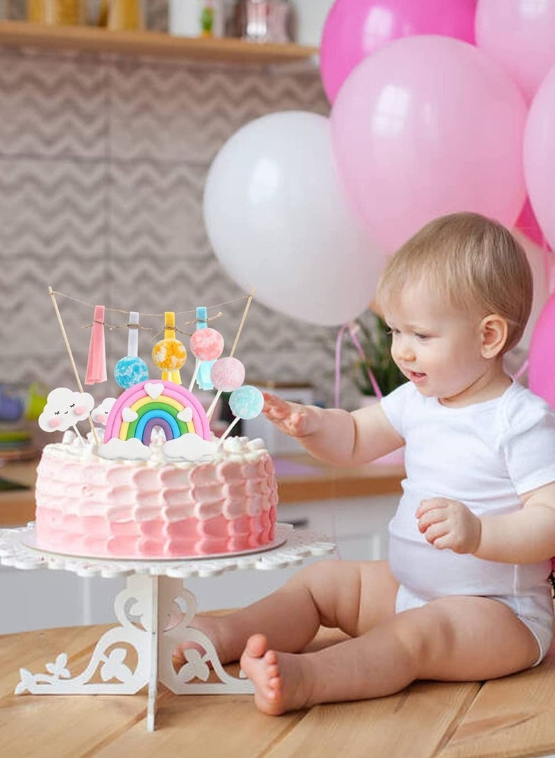 SYOSI توبير كعكة قوس قزح باستيل، توبير كعكة عيد الميلاد لديكور كعكة قوس قزح، توبير كعكة بالون سحابة النجمة لقوس قزح لعيد ميلاد الأطفال والبالغين وحفلات الزفاف وحفلات الاستحمام للأطباء وتوريدات الخبز - Image 2