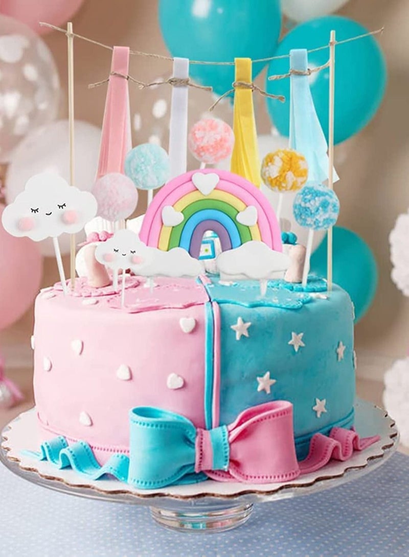 SYOSI توبير كعكة قوس قزح باستيل، توبير كعكة عيد الميلاد لديكور كعكة قوس قزح، توبير كعكة بالون سحابة النجمة لقوس قزح لعيد ميلاد الأطفال والبالغين وحفلات الزفاف وحفلات الاستحمام للأطباء وتوريدات الخبز - Image 4